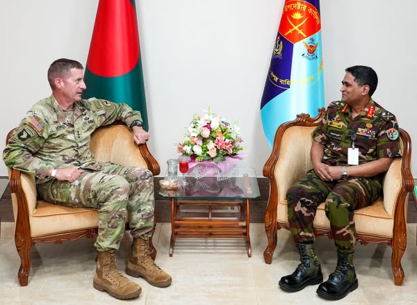 Lieutenant General Joel B. Vowell, Deputy Commander, US Army Pacific Command, paid a courtesy ‘Call On’ with the Principal Staff Officer (PSO) of Bangladesh Armed Forces Division (AFD) Lieutenant General S M Kamrul Hassan on 25 March 2025 at Dhaka Cantonment. During the meeting, they discussed various avenues of bilateral defence relations between the Bangladesh Armed Forces and the US Army Pacific Command in the fields of training, exercise, and military cooperation.