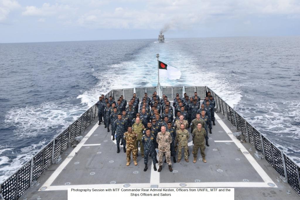 Photography Session with MTF Commander Rear Admiral Kesten, Officers from UNIFIL, MTF and the Ships Officers and Sailors